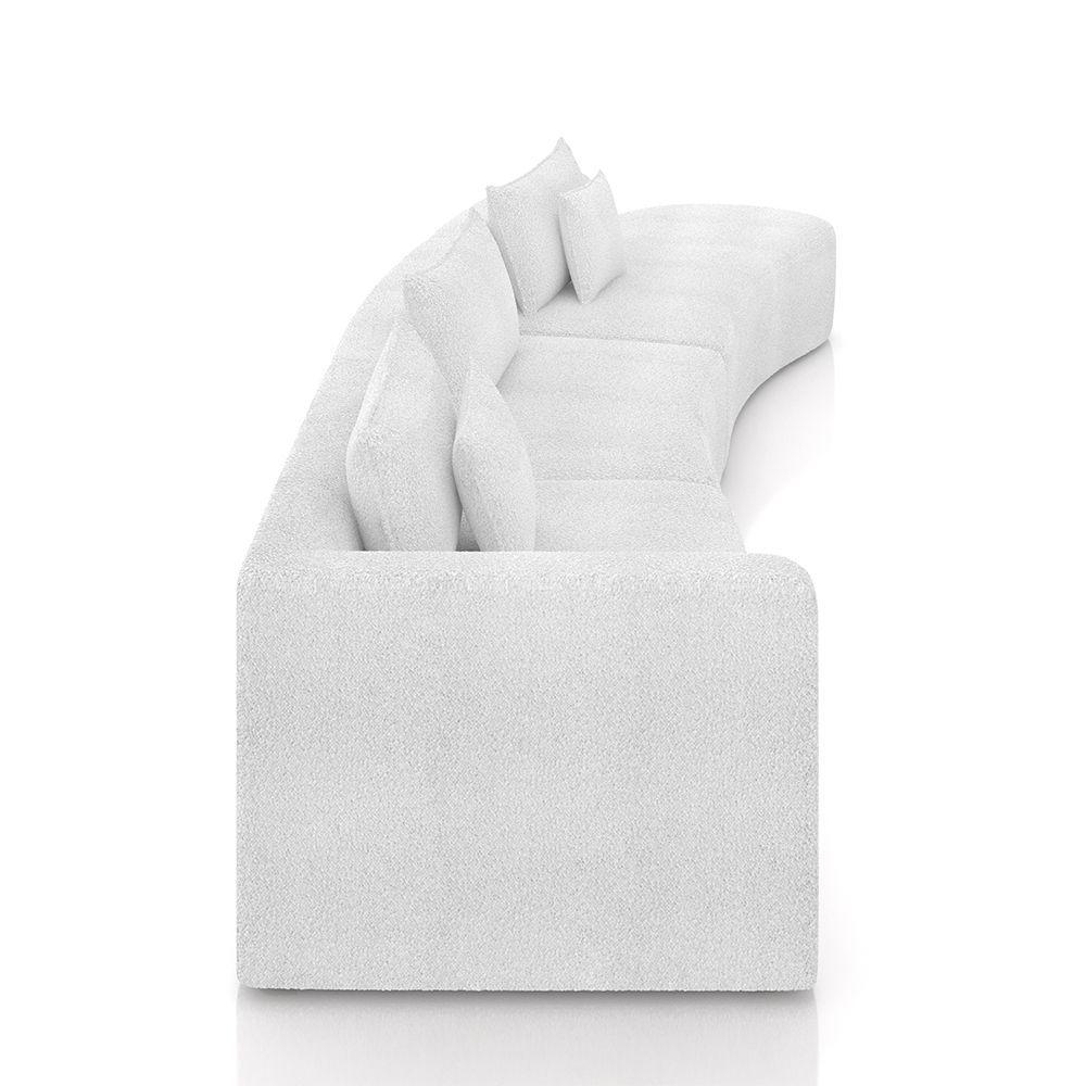 Miniatura Sofá Curvo Decorativo Kimiko 447cm 5 Lugares Sala De Estar Com Chaise Bouclê Branco G52 - Gran Belo