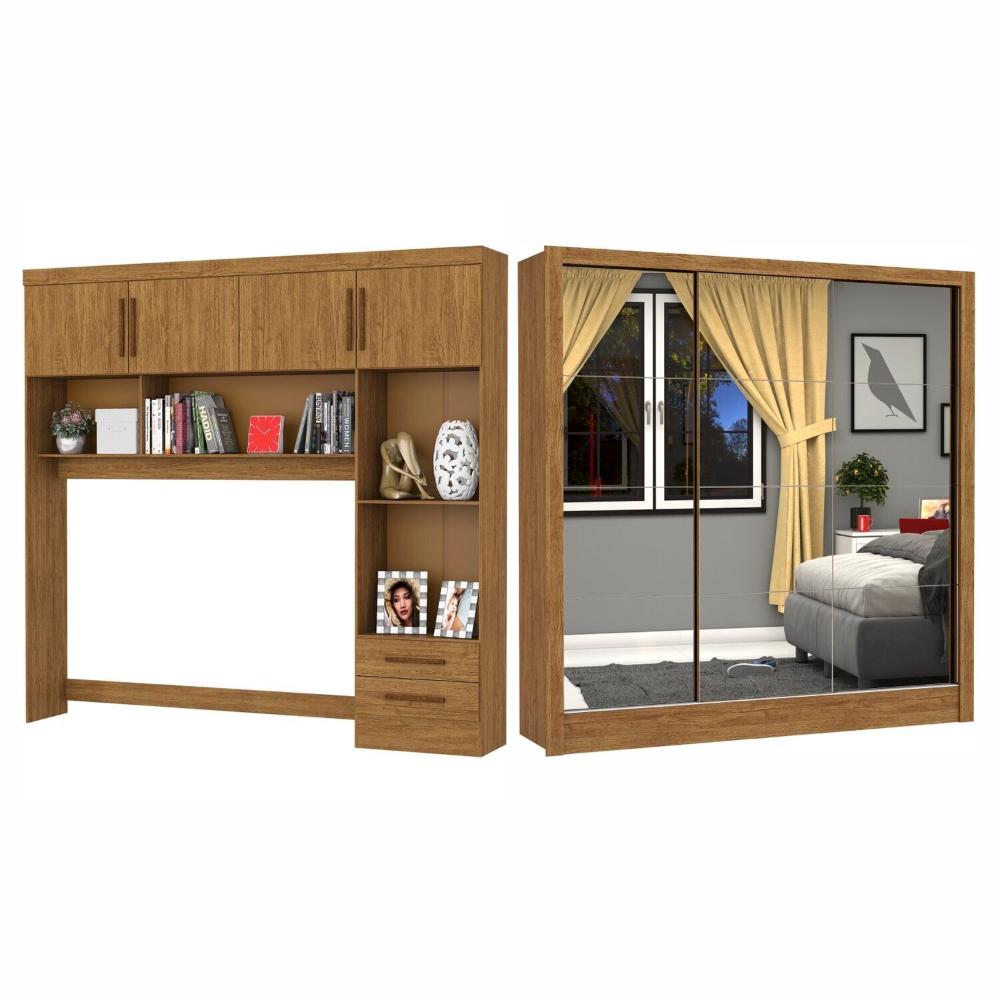 Miniatura Guarda-Roupa Casal Modulado 4 Portas Santiago 3 Portas Premium 5 Gaveta com Espelho Cinamomo