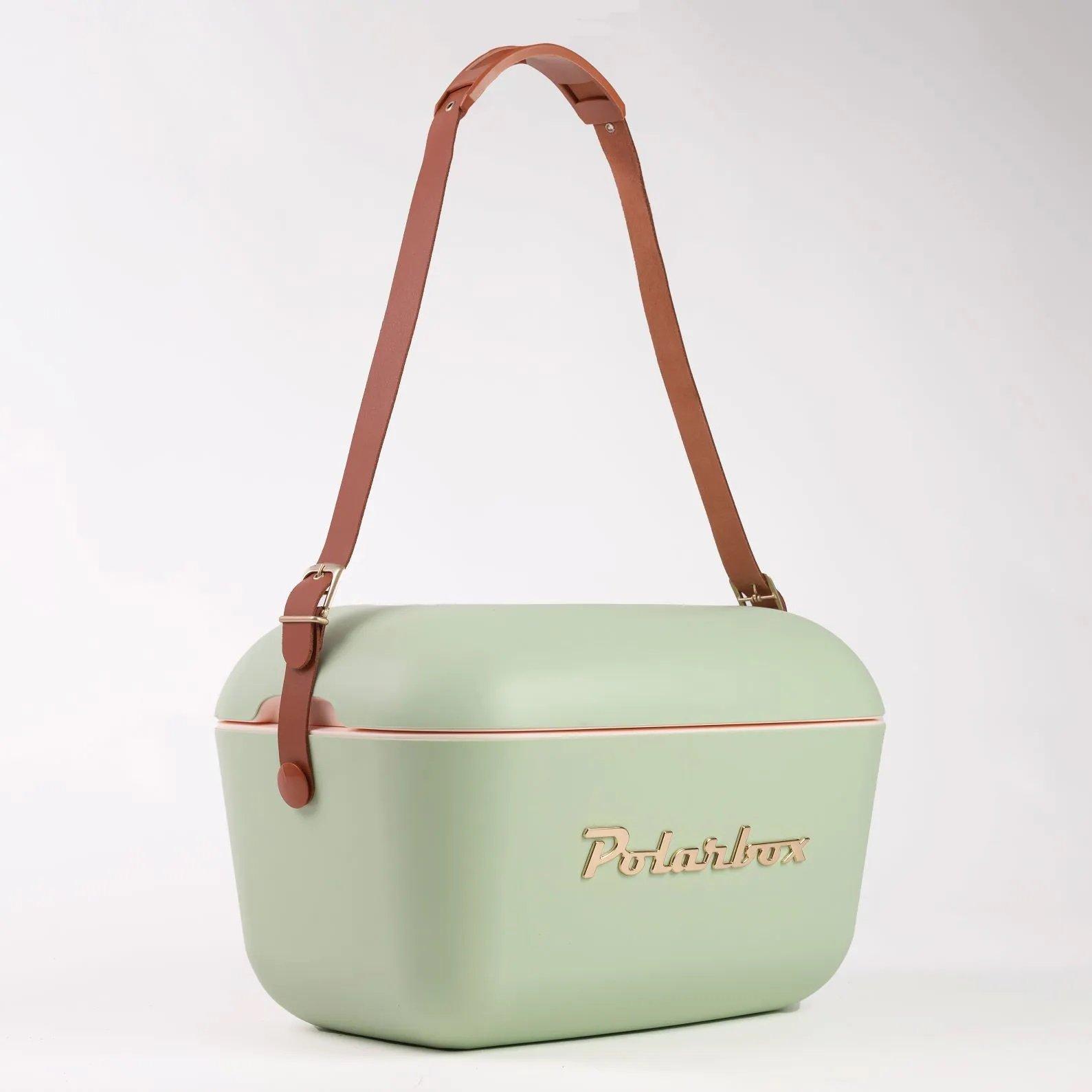 Miniatura Bolsa Térmica Cooler Retrô Com Alça Em Couro 12 Litros Verde