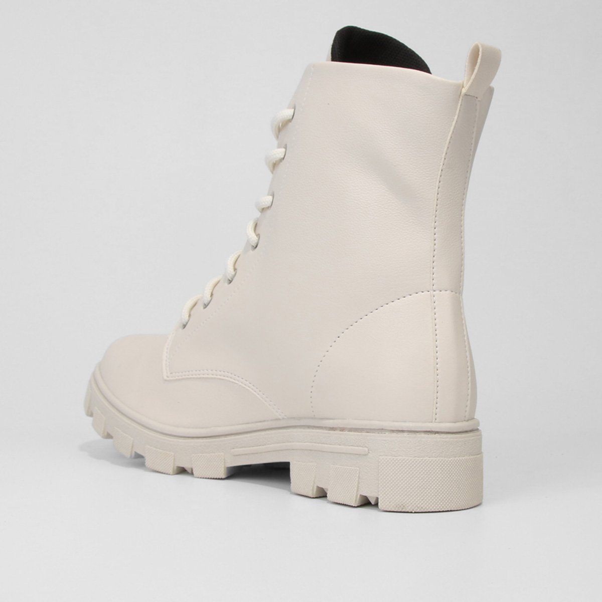 Miniatura Bota Coturno Look Fashion Lisa Tratorada Feminina Off White - 34