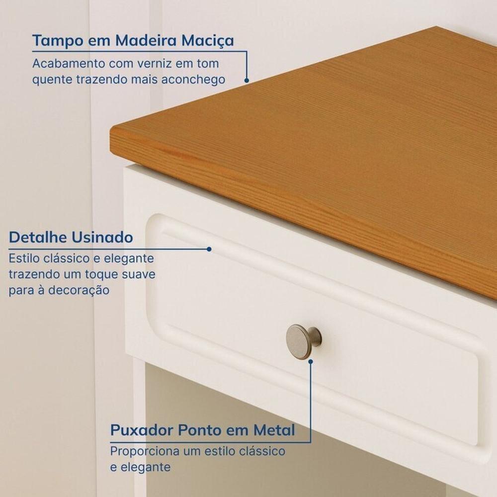 Conjunto Dormitório 1 Cama Queen 1 Mesa de Cabeceira 1 Cômoda Ananda CabeCasa MadeiraMadeira Imbuia/Offwhite