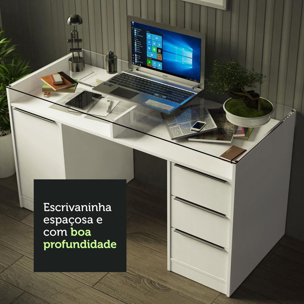 Escrivaninha Madesa Chicago 1 Porta e 3 Gavetas Branco