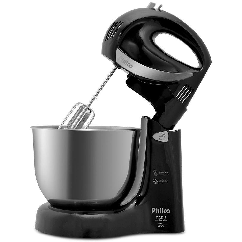 Miniatura Batedeira Philco Paris Inox Duo Mixer Turbo 2 Preta 110V