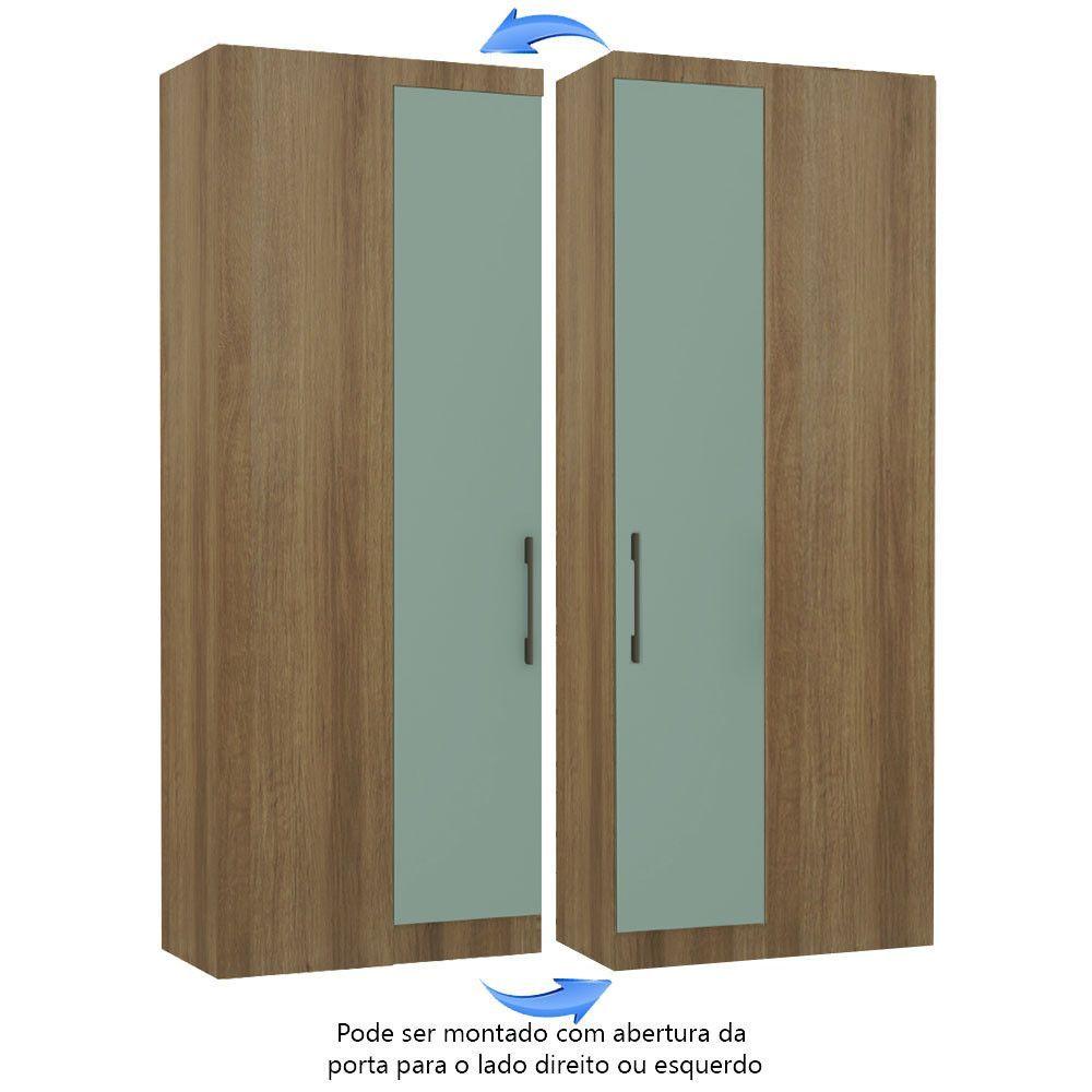 Guarda Roupa De Canto Reto Modulado 90cm 1 Porta Paris Luciane Móveis Avelã Pf Com Verde Pf