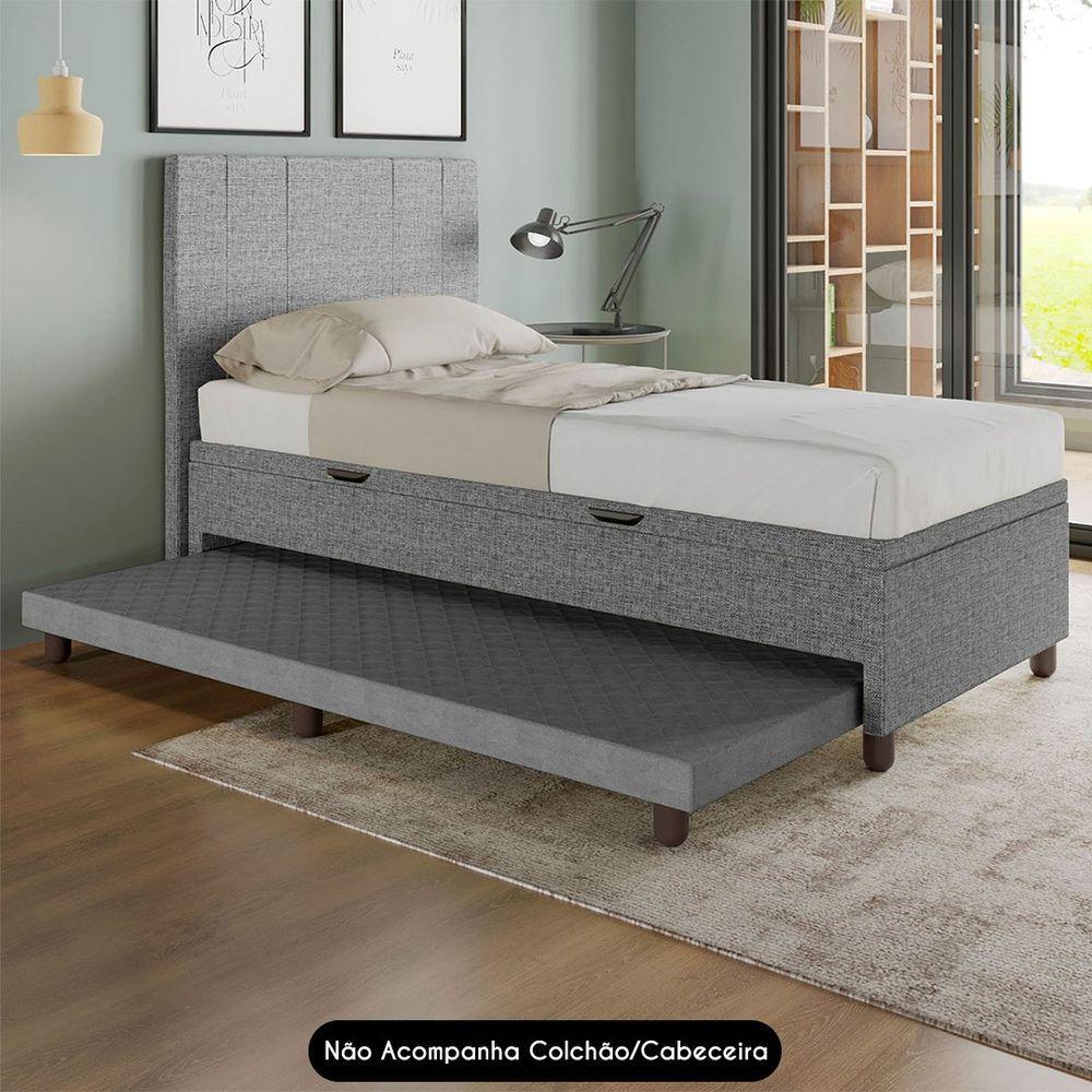 Miniatura Bicama Box Baú Solteiro 88x188 Cm Samy S05 Linho Cinza - Mpozenato