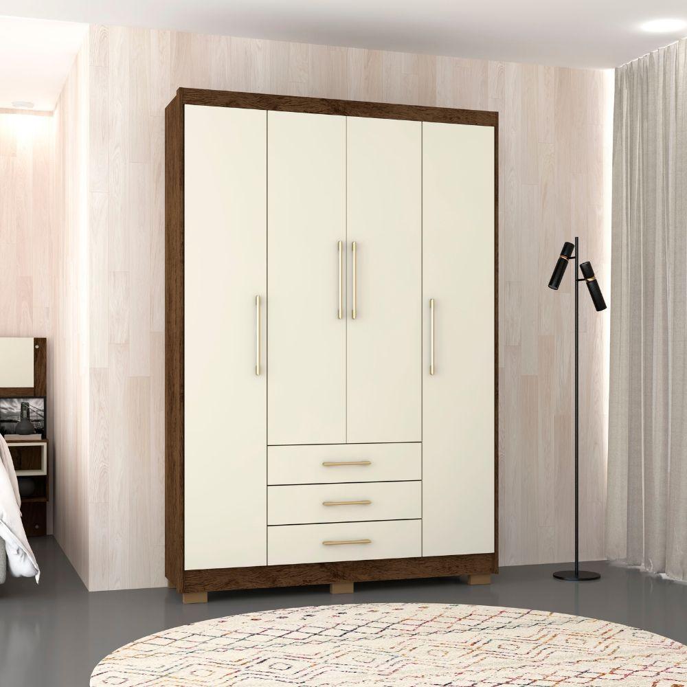 Miniatura Guarda Roupa Espanha 4 Portas Imbuia Champanhe Vila Rica