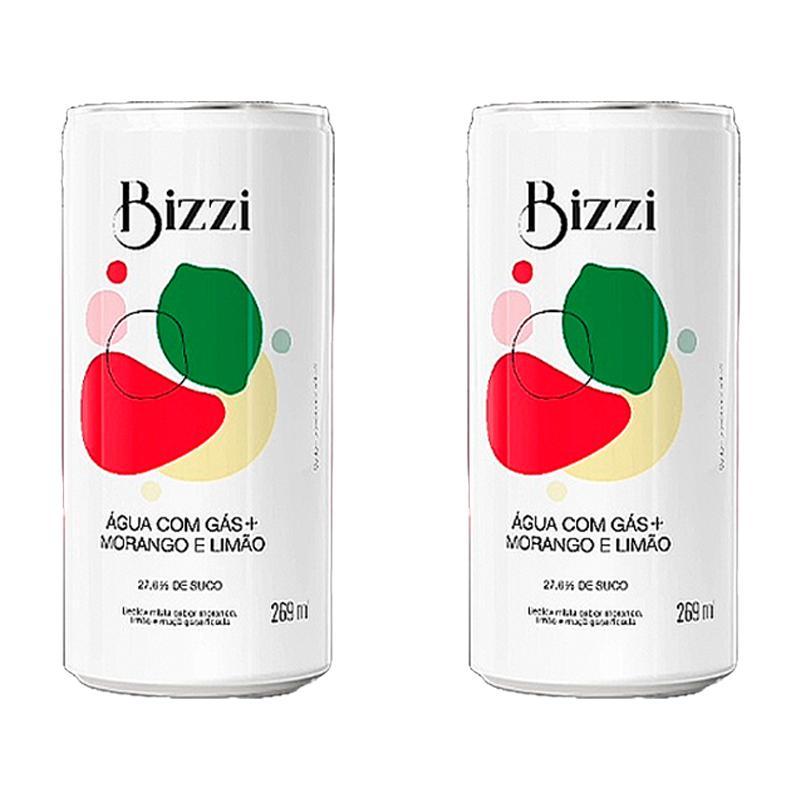 Miniatura Kit 2X: Água Gaseificada Morango Limão Sem Açúcar Bizzi