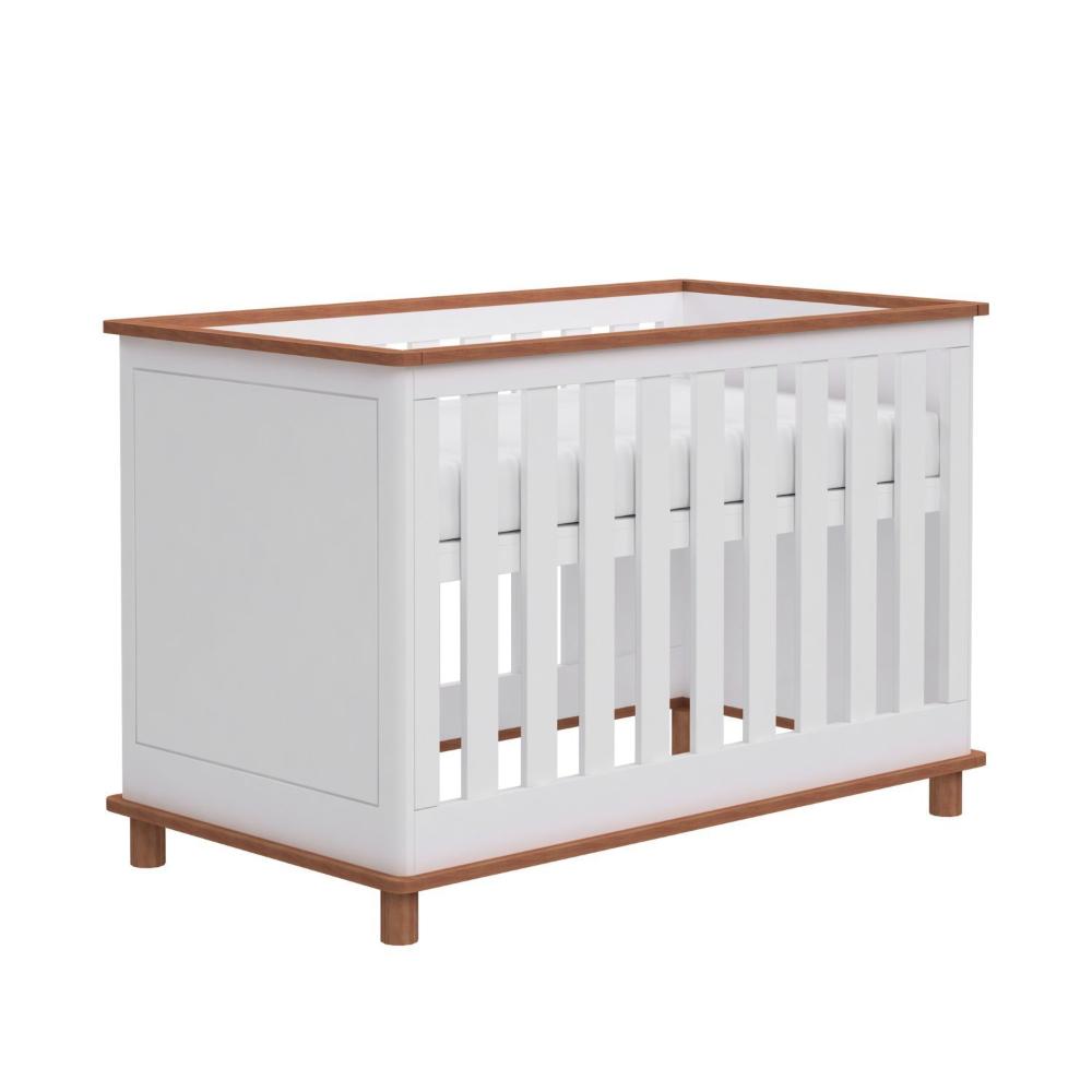 Miniatura Berço Mini Cama Evolutivo 2 em 1 com Regulagem de Altura Fin Neve/Madeira