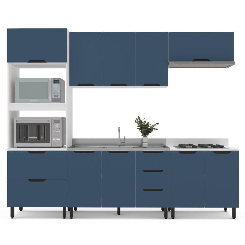 Miniatura Cozinha Completa 5 Peças 224,5cmx270cm Meena Branco/Azul
