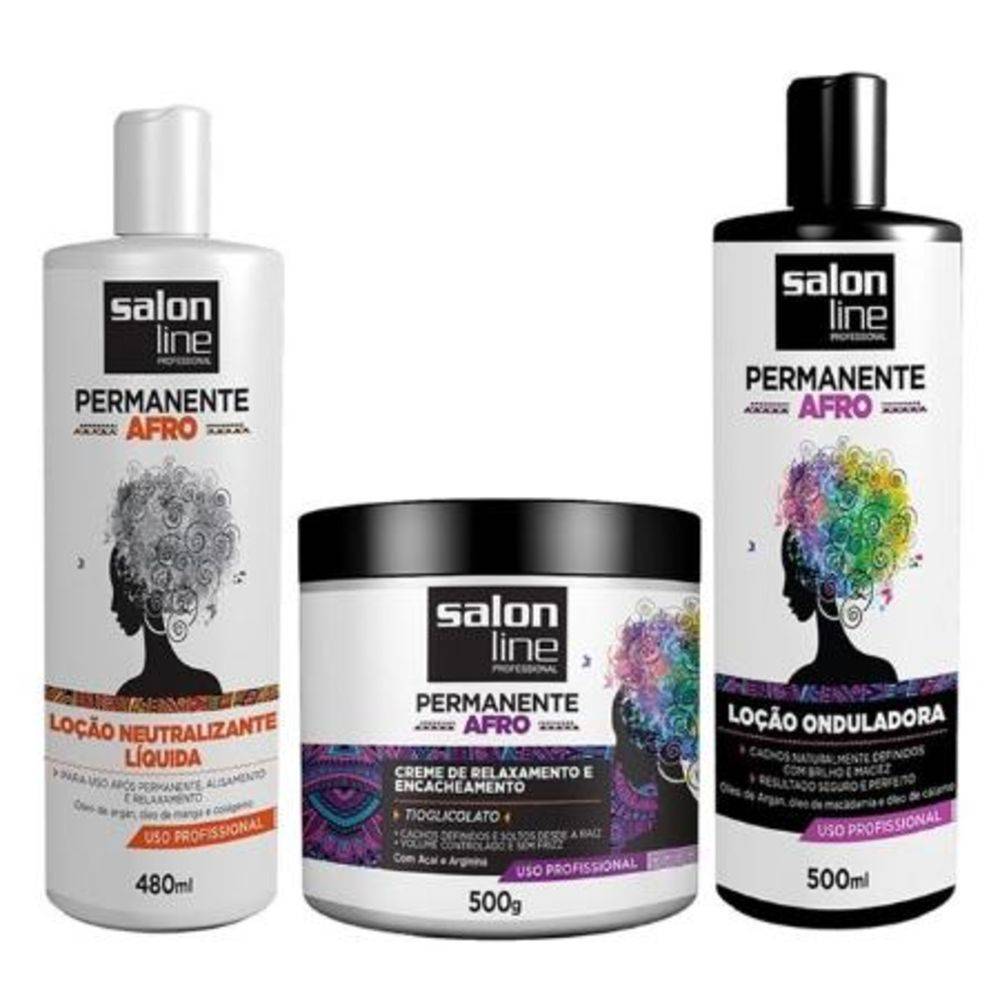 Miniatura Kit Permanente Afro Salon Line 3 Produtos