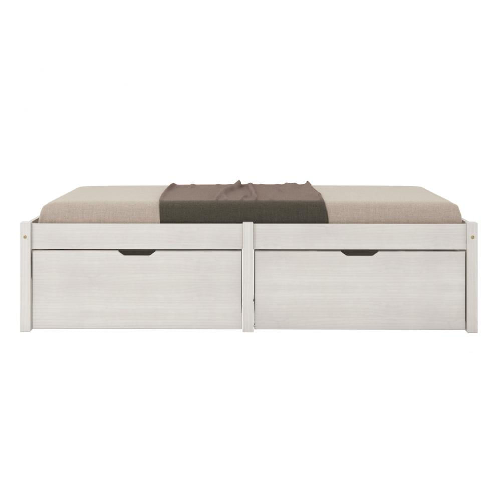 Miniatura Cama Solteiro 2 Gavetas Madeira Maciça Beauty Inter Link Branco Lavado