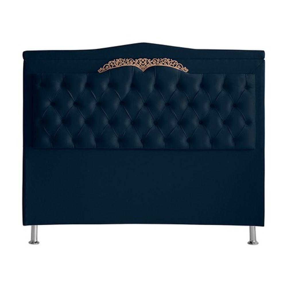 Miniatura Cabeceira De Cama Box Madri Casal King 195 Cm Suede Azul Marinho Do Lar Móveis E Decoração