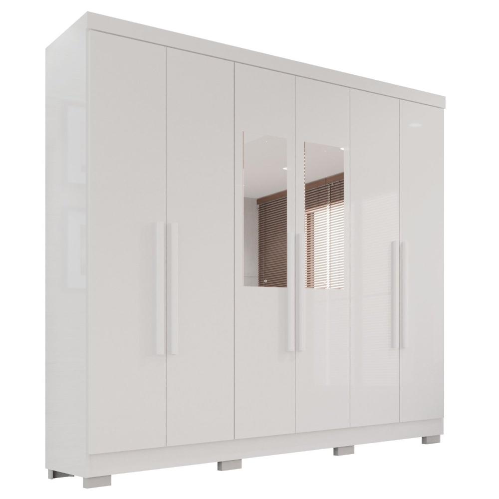 Miniatura Guarda-Roupa Casal Com Espelho 6 Portas 2 Gavetas França Branco