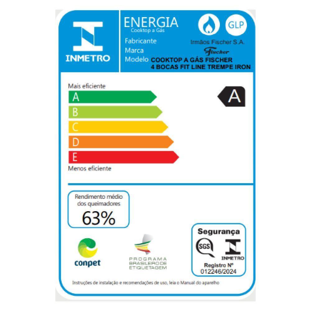 Miniatura Cooktop Fit Line Fischer 4 Bocas Vidro Preto Chama Rapida BIVOLT 36310-102671