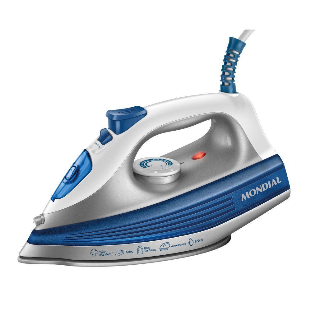 Miniatura Ferro A Vapor Mondial Base Cerâmica Fvn-01-bl Branco-azul 127V