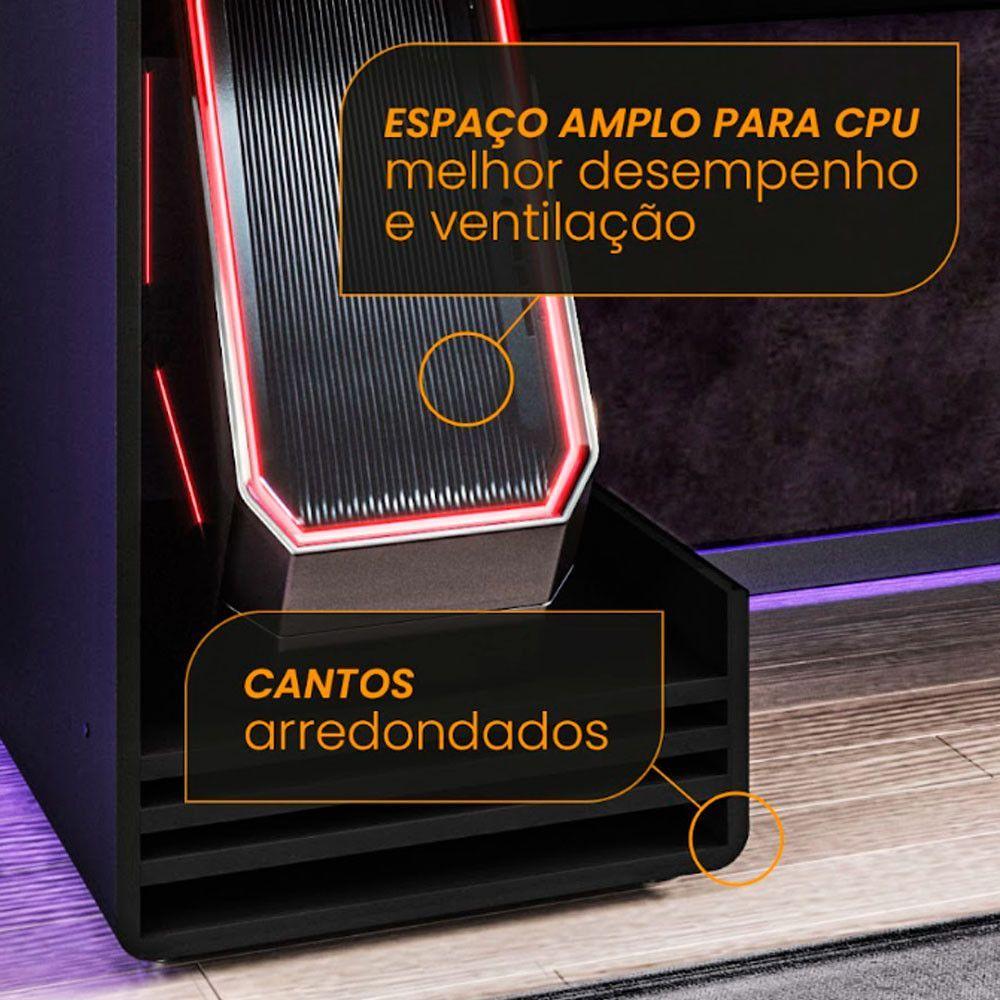 Mesa Gamer e Escritório Xt Racer Line Preto Politorno Preto com Branco