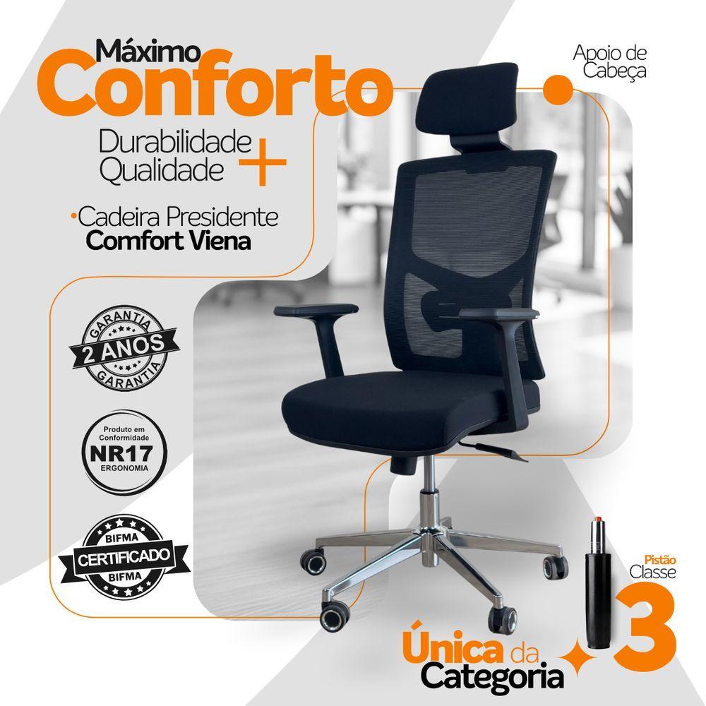 Miniatura Kit 3 Cadeiras Presidente Oficial Comfort Viena Com Apoio