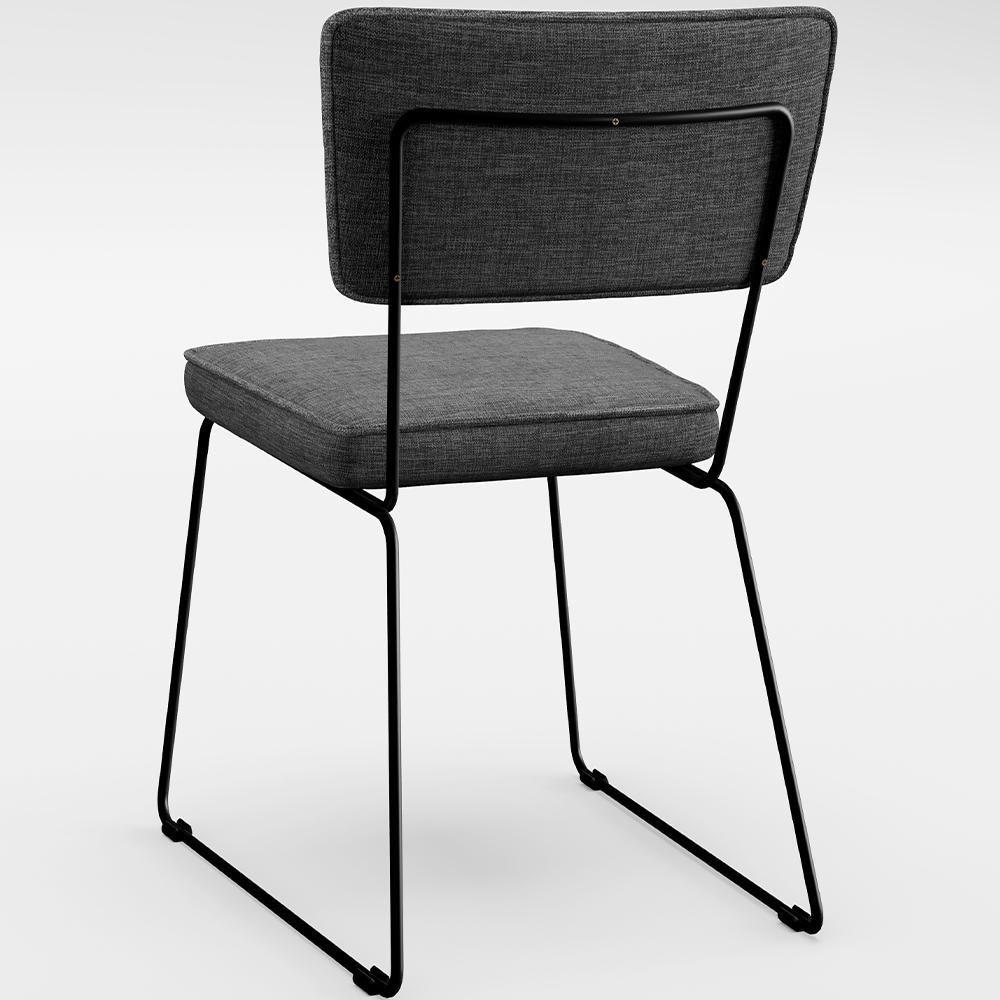 Miniatura Kit 2 Cadeiras Estofada Faixa Corano Preto Cinza Escuro