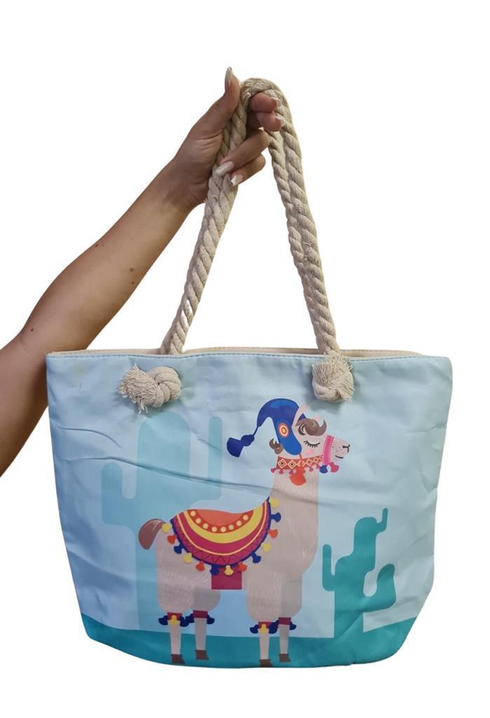 Kit 5 Bolsas Feminina Lona Alça De Cordas Estampa Sortida