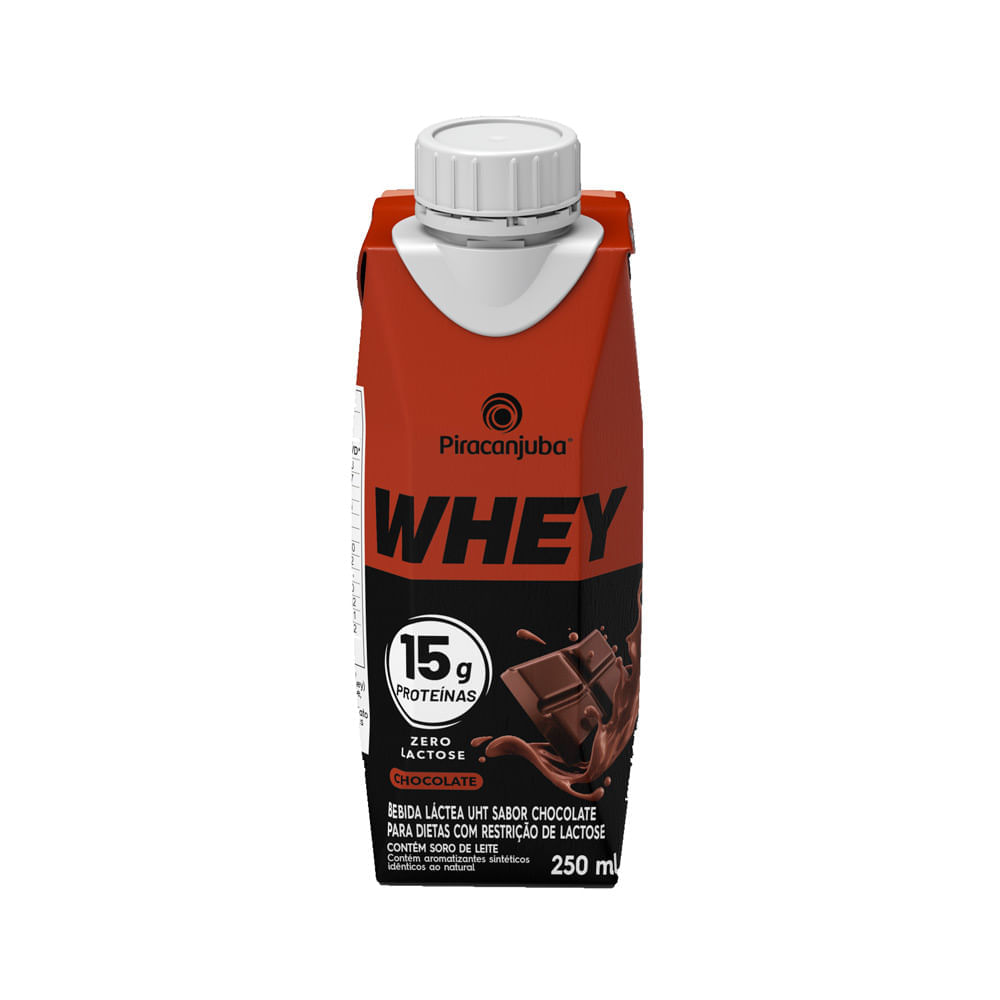Miniatura Bebida Láctea Piracanjuba Whey Zero Lactose com 15g de Proteína Chocolate 250ml