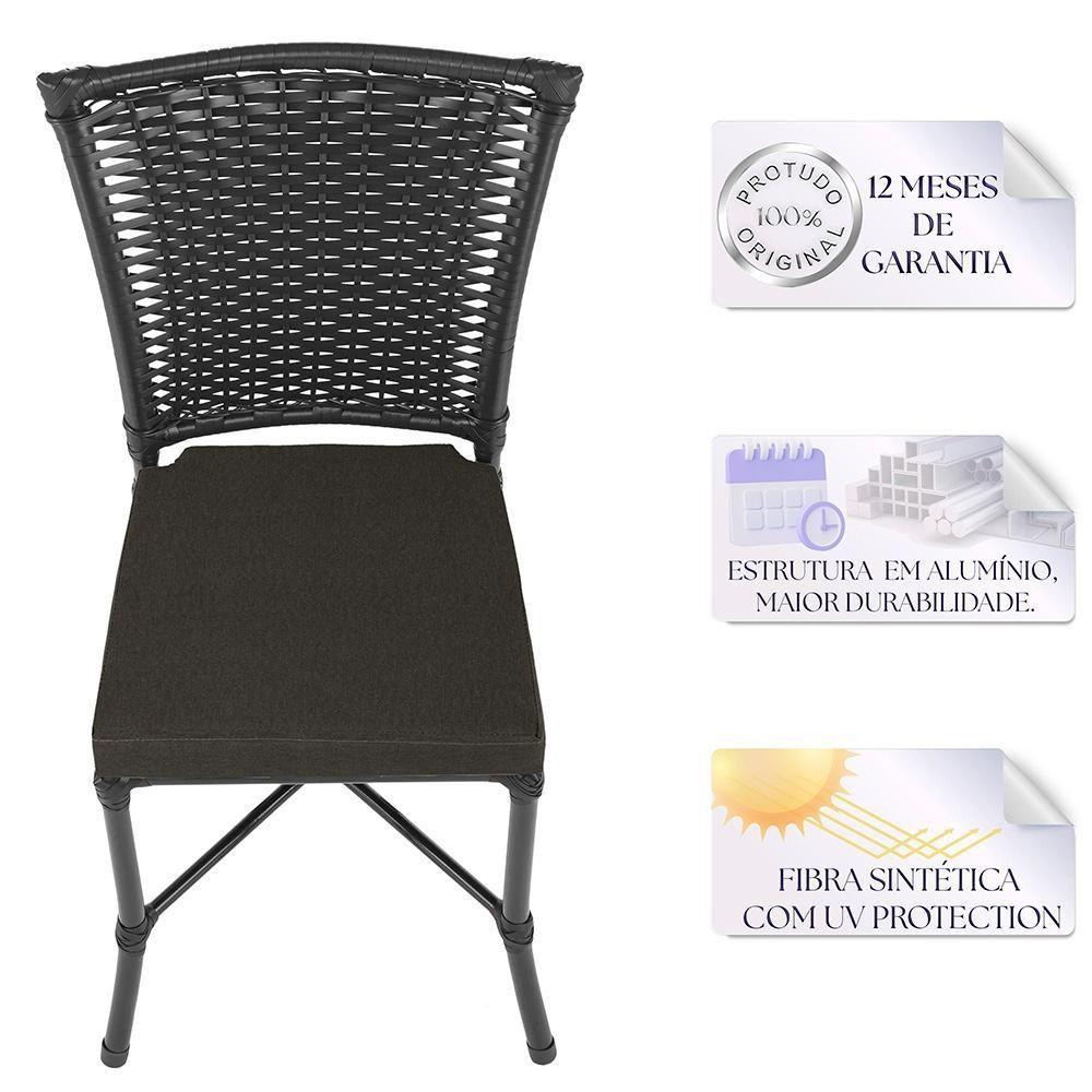 Cadeira De Jantar Reforçada Em Alumínio E Fibra Estofado Impermeavel 4 Unidades Capuccinopreta A10