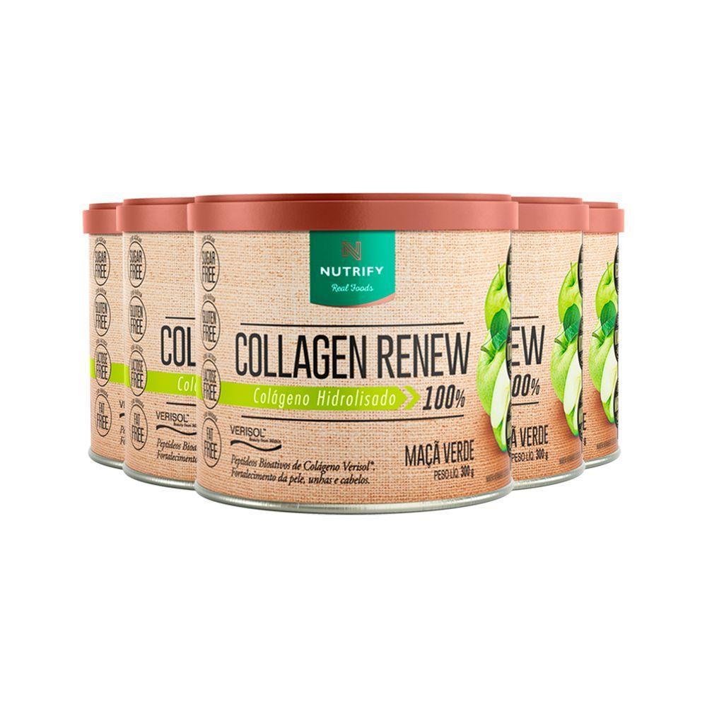 Miniatura Kit 5 Collagen Renew Colágeno Hidrolisado Maçã Verde Nutrify 300g