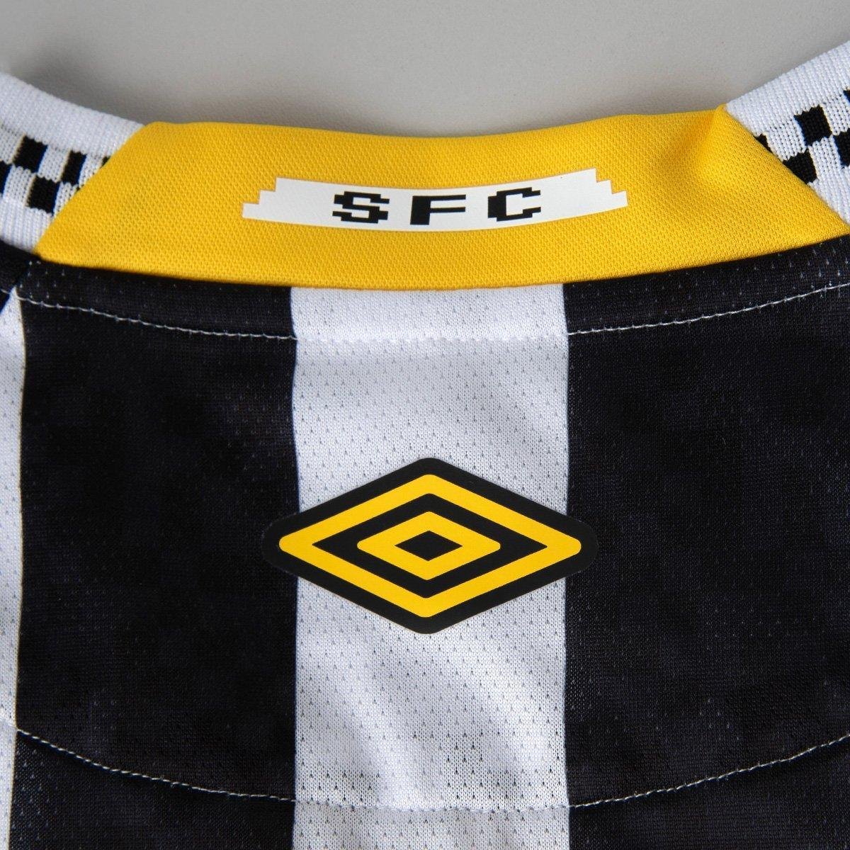 Miniatura Camisa Santos II 25/26 Neymar N° 10 Jogador Umbro Masculina Preto+Branco - G