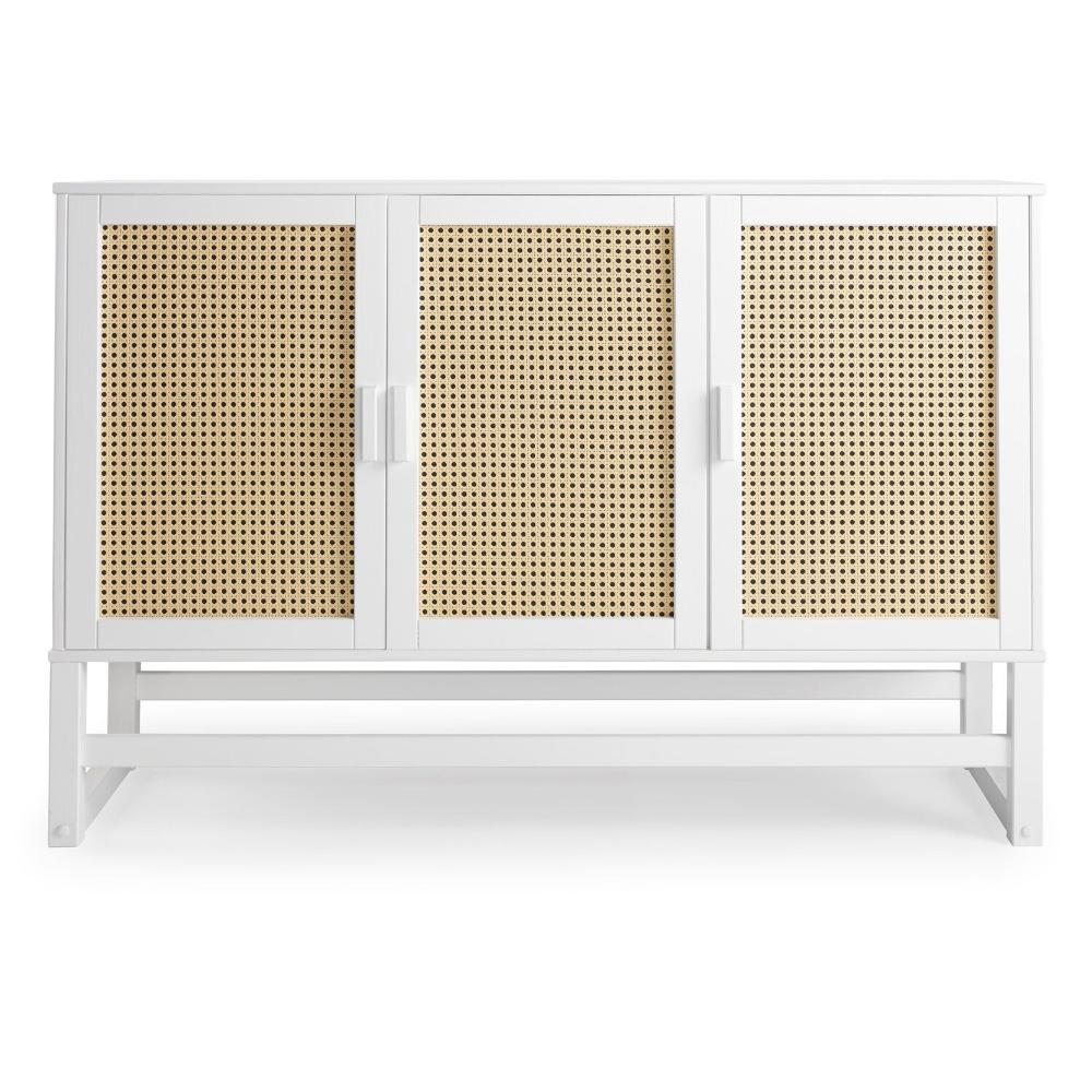 Aparador Buffet de Madeira com 3 Portas com Palhinha Coleção Blanco Acapulco Branco