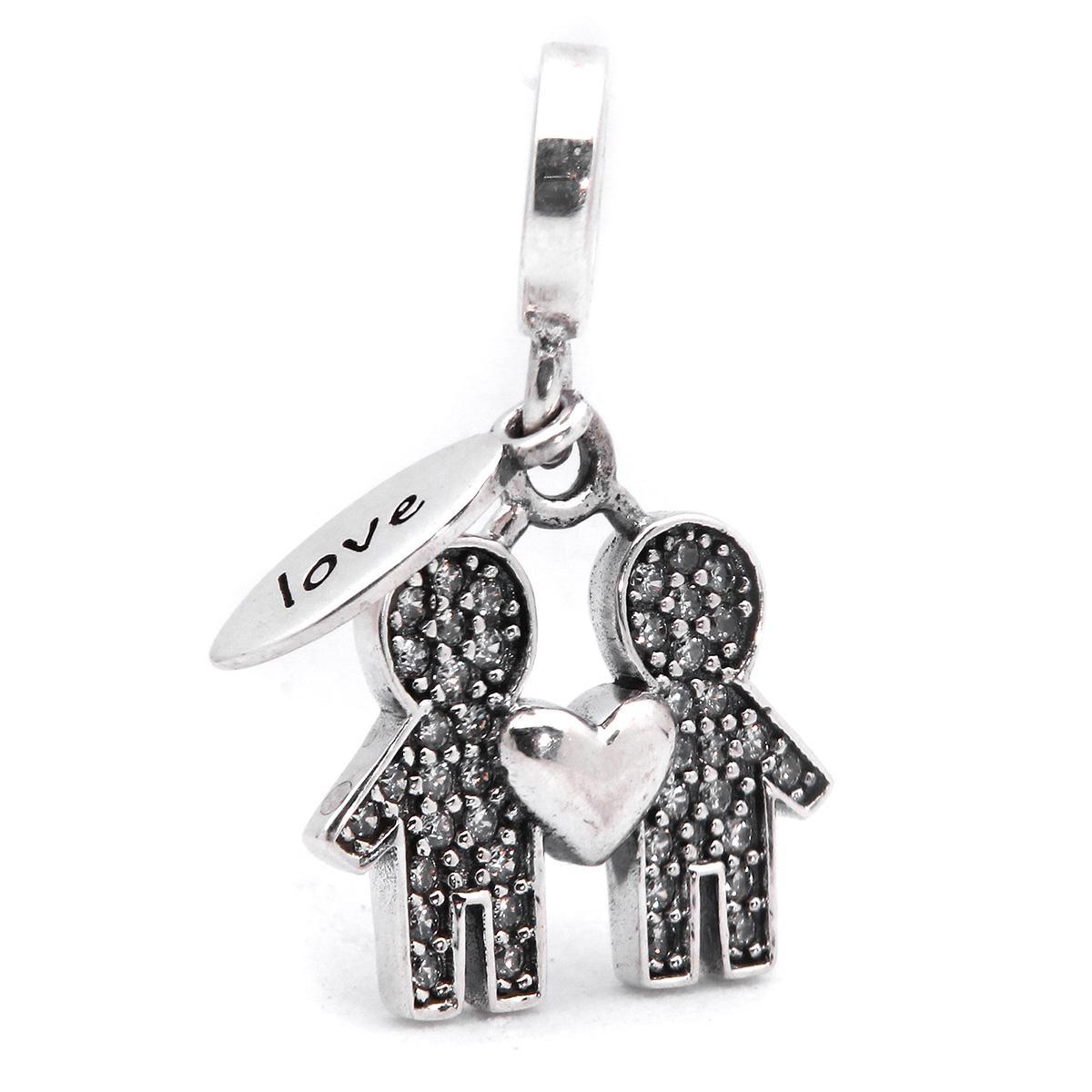 Miniatura Berloque Charm Pingente Casal Meninos Em Prata 925