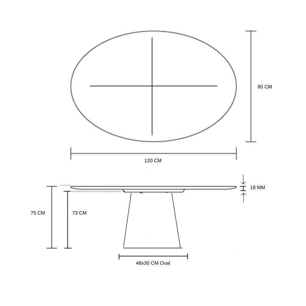 Miniatura Mesa De Jantar Cone Oval 120X80 Cm Laqueada Cor Preto