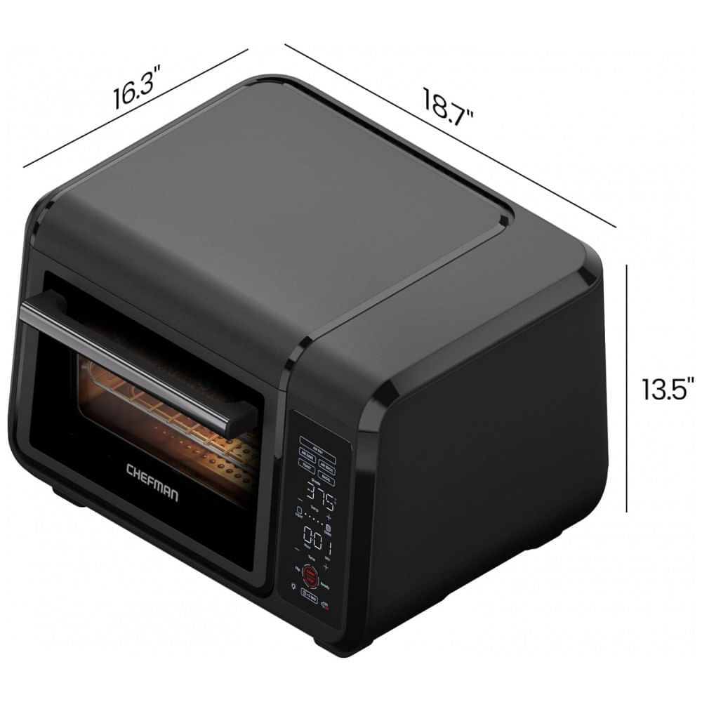 Miniatura Fritadeira elétrica forno de bancada 14L Chefman EasyAir preta 5 funções 450°C 1750W 110V