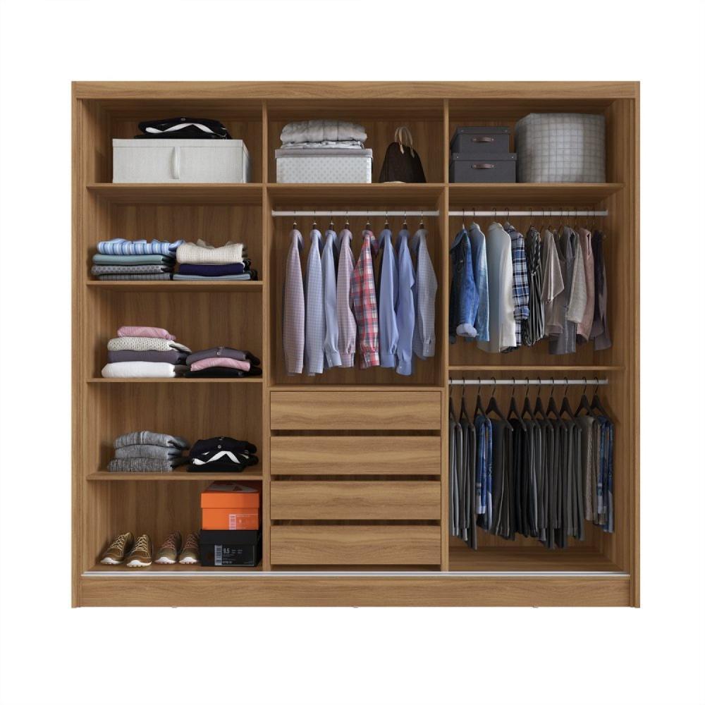 Miniatura Guarda Roupa Casal 3 Portas 1 Espelho 100% MDF London Yescasa Amendola Touch/Off White