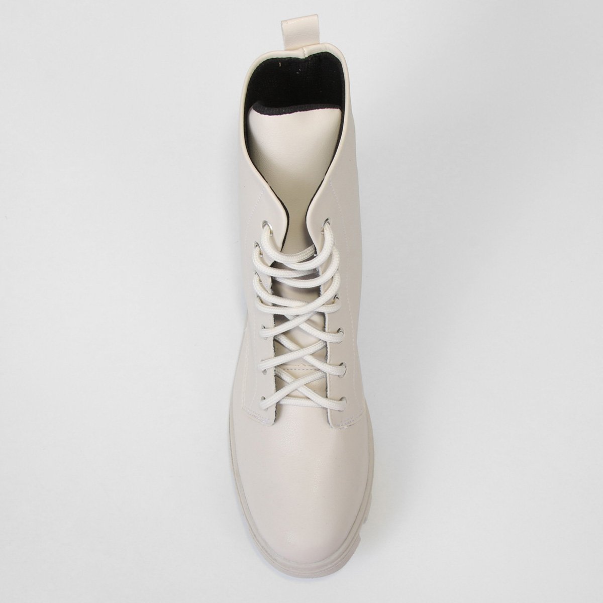 Miniatura Bota Coturno Look Fashion Lisa Tratorada Feminina Off White - 34