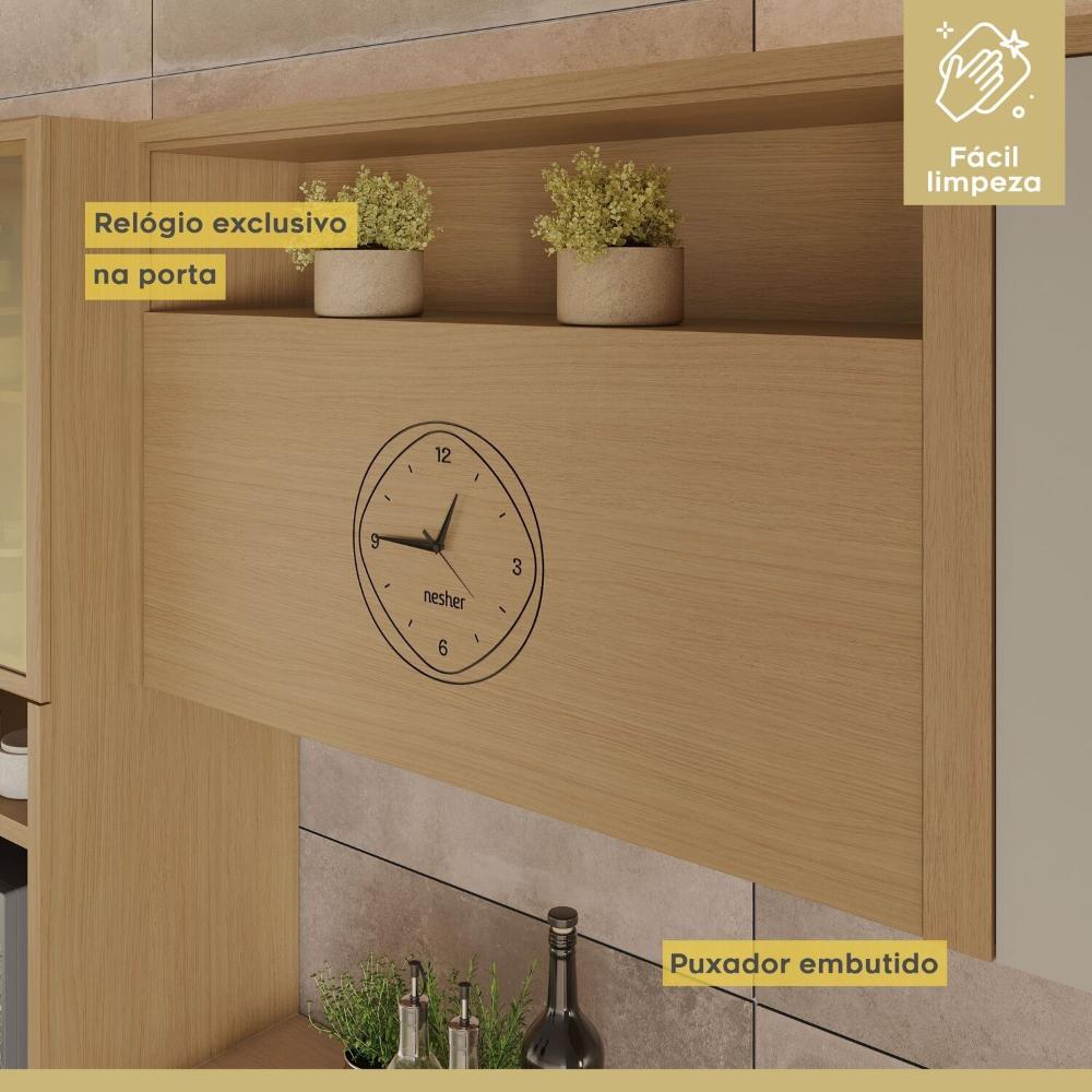 Miniatura Cozinha Completa 6 Peças 12 Portas 2 Gavetas Condessa 350cm 100% MDF Carvalho/Greige