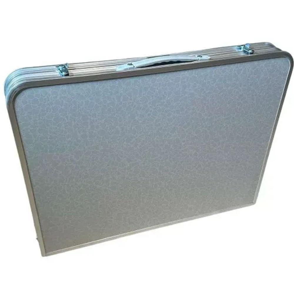 Miniatura Mesa Dobrável Vira Maleta De Alumínio E Mdf 90X60Cm Titanium