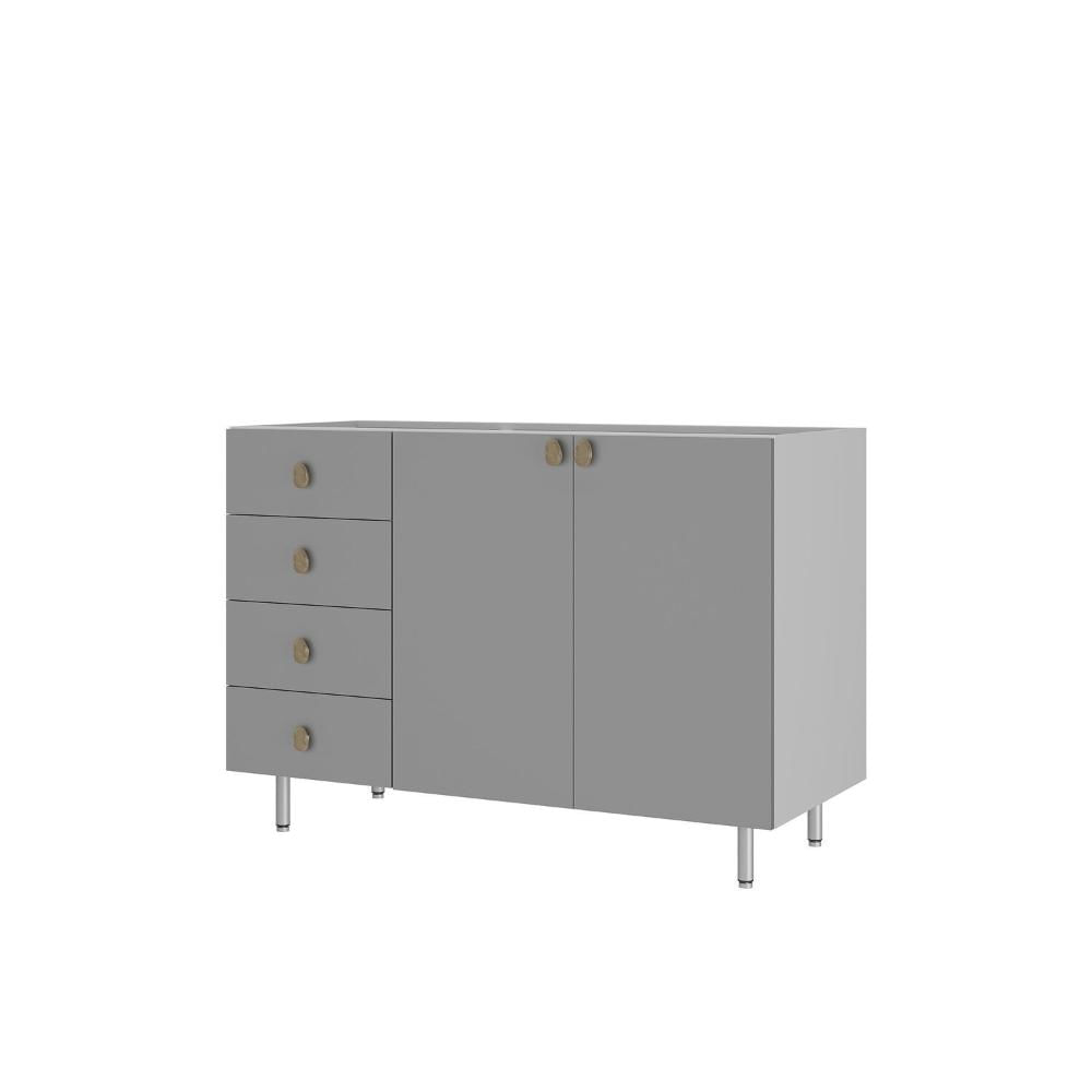 Miniatura Balcão para Pia 100% Mdf Bp 120cm 2 Portas 4 Gavetas Maranello Branco/Urbi