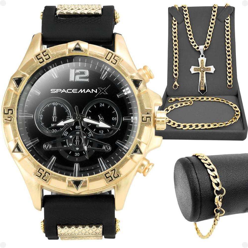 Miniatura Pulseira Relogio Masculino Banhado Aço Dourado Inoxidável