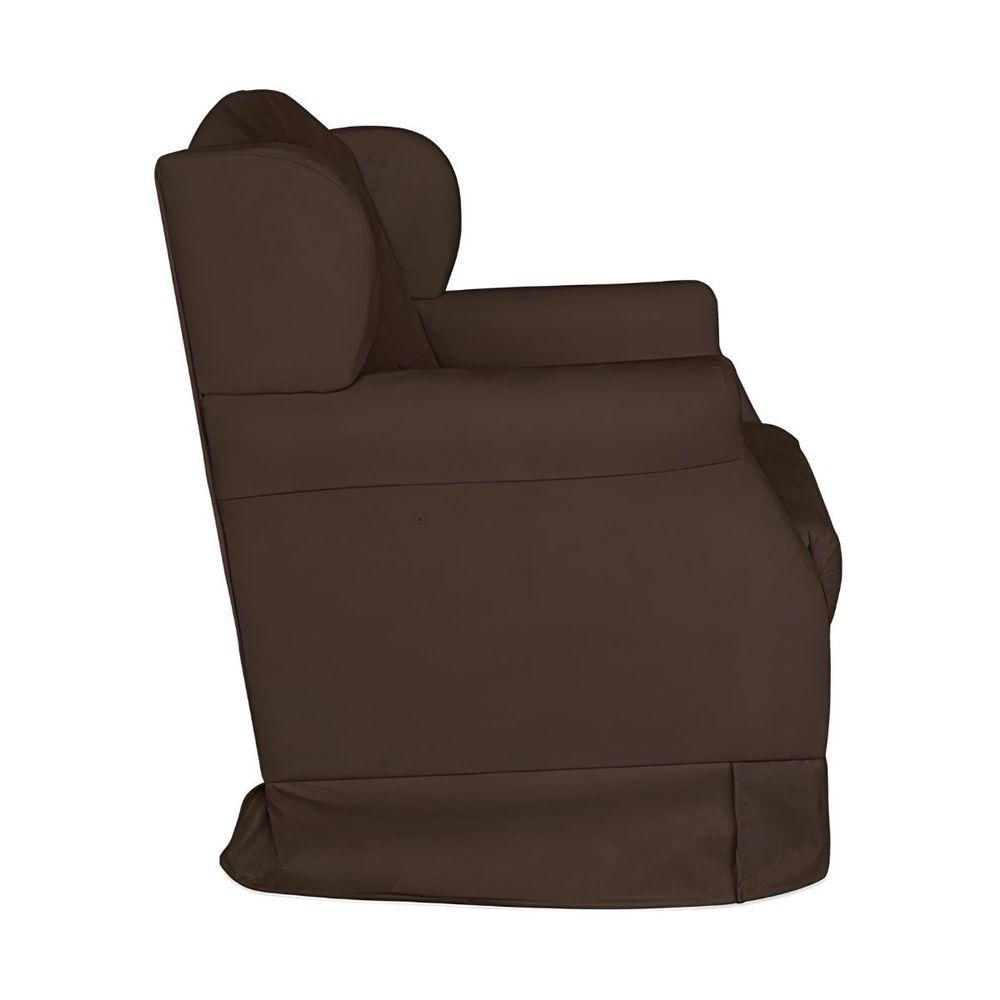 Kit Poltrona Amamentação Com Puff Confortável Serena Suede Marrom