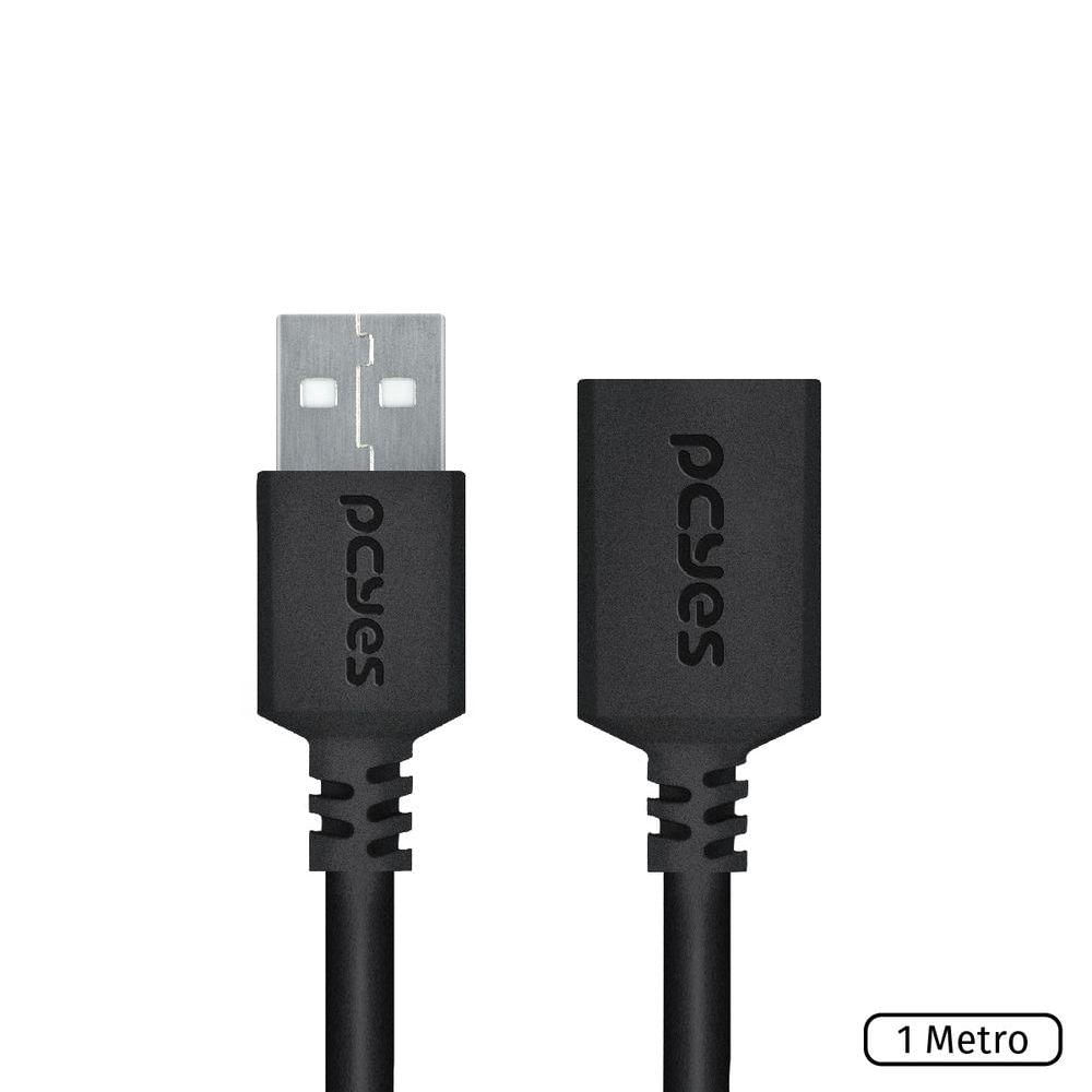 Miniatura Cabo Extensor Usb A 2.0 Macho Para Usb A 2.0 Femea 28awg Puro Cobre 1 Metro - Puamf2-1