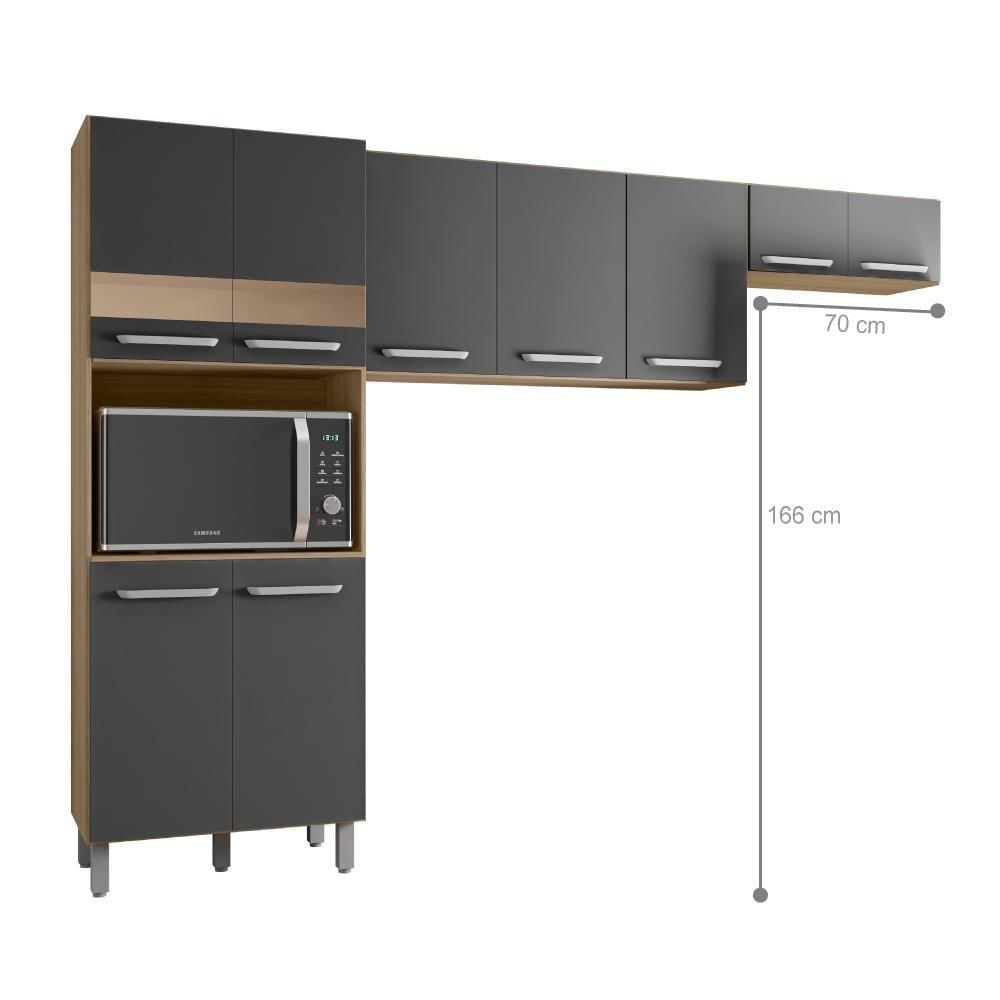 Miniatura Cozinha Compacta 9 Portas Venado Carvalho Grafite