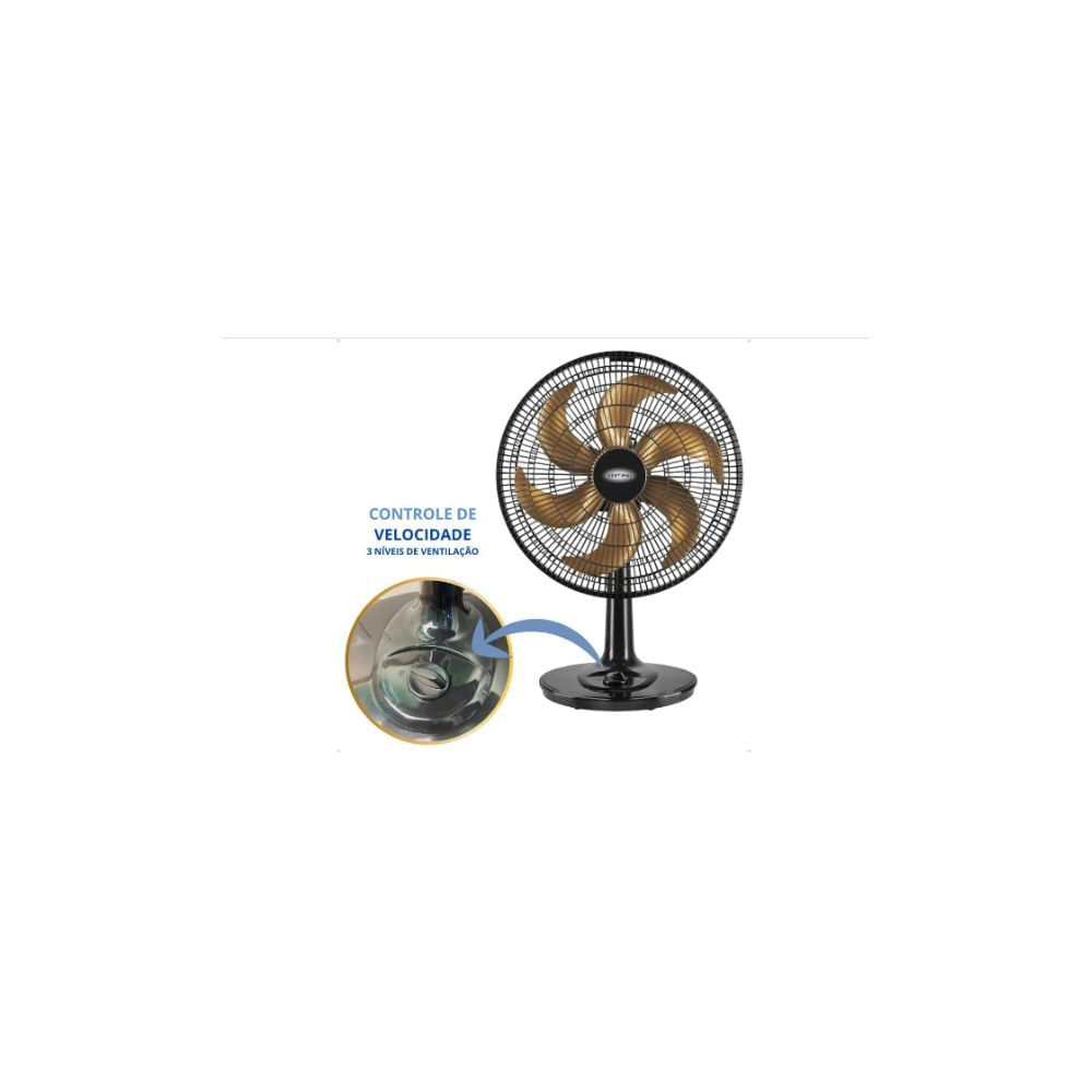 Ventilador de Mesa 40cm Ventimais Turbo 3 Vel Preto/Bronze 220v 220V