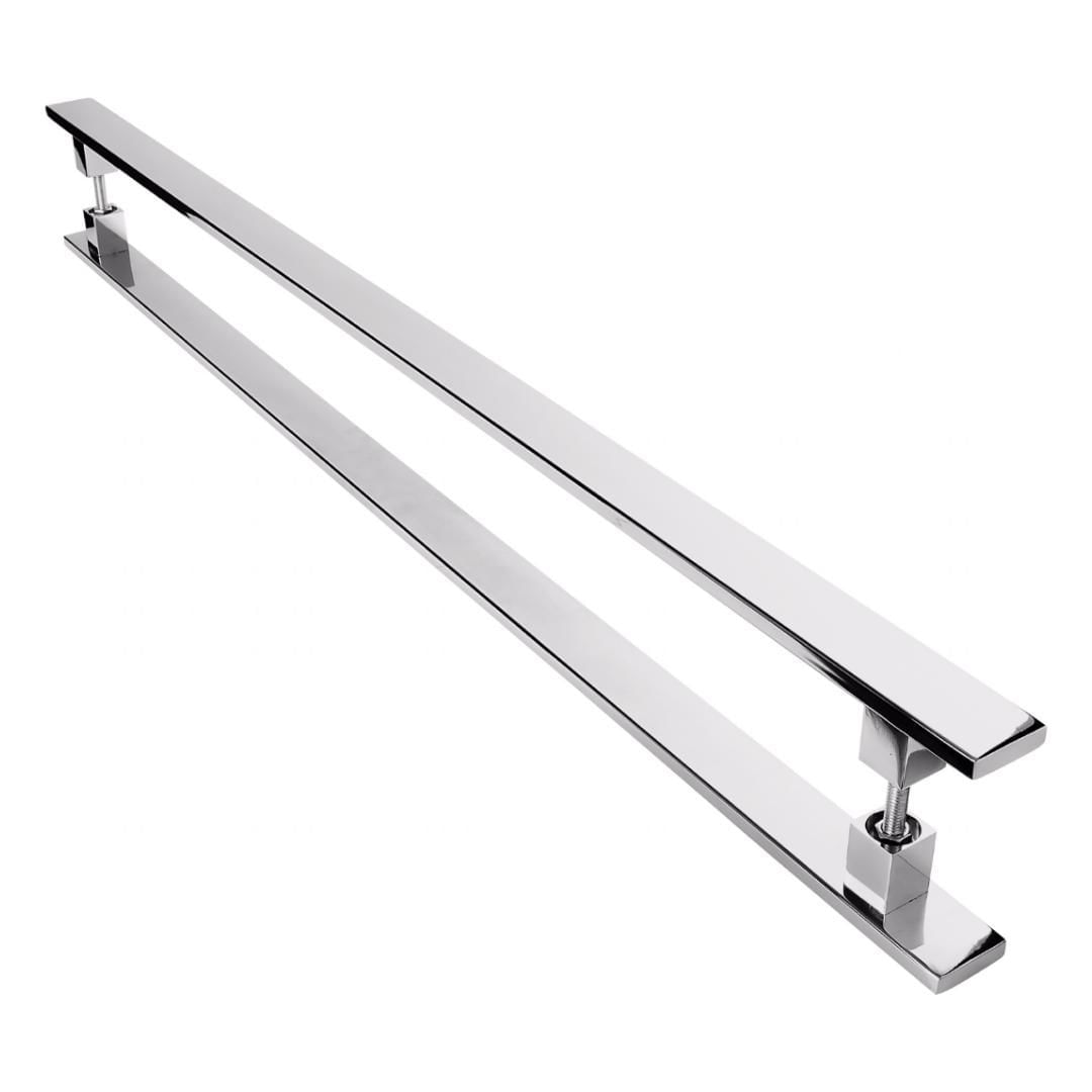 Miniatura Puxador Inox Para Porta Pivotante Madeira Vidro 80 Cm 4 cm - Novo - Cinza - 7899772130007 - Puxador - Metalcromo - Porta - 3.8 cm - MetalCromo - Madeira - Puxador Inox Para Porta Pivot.
