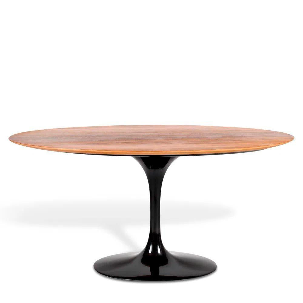 Miniatura Mesa Saarinen Oval Imbuia 198x122cm - Base Preta