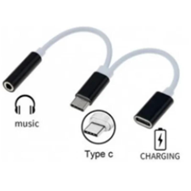 Miniatura Cabo Adaptador Pra Fone Com Saida Tipe C Duplo Type C