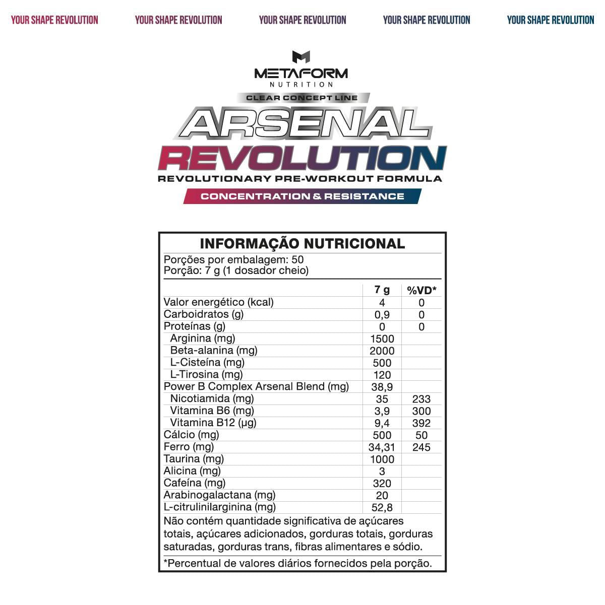 Miniatura Pré Treino Arsenal Revolution 350G Metaform Nutrition
