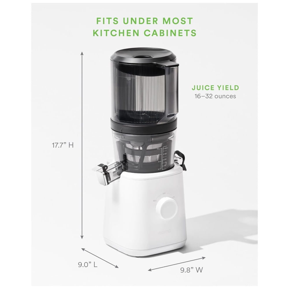 Miniatura Espremedor de Frutas Nama J2 Automático com Sistema de Extração a Frio, Tubo Amplo para Frutas Inteiras - Menos Desperdício