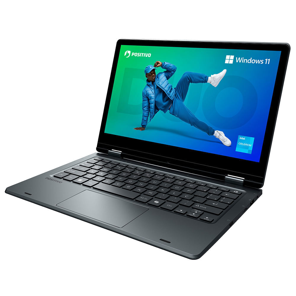 Notebook 2 em 1 Positivo Duo C8128E Intel® Celeron® N4500 Windows 11 Home 8GB RAM 128GB eMMC 11” LED HD IPS - Cinza