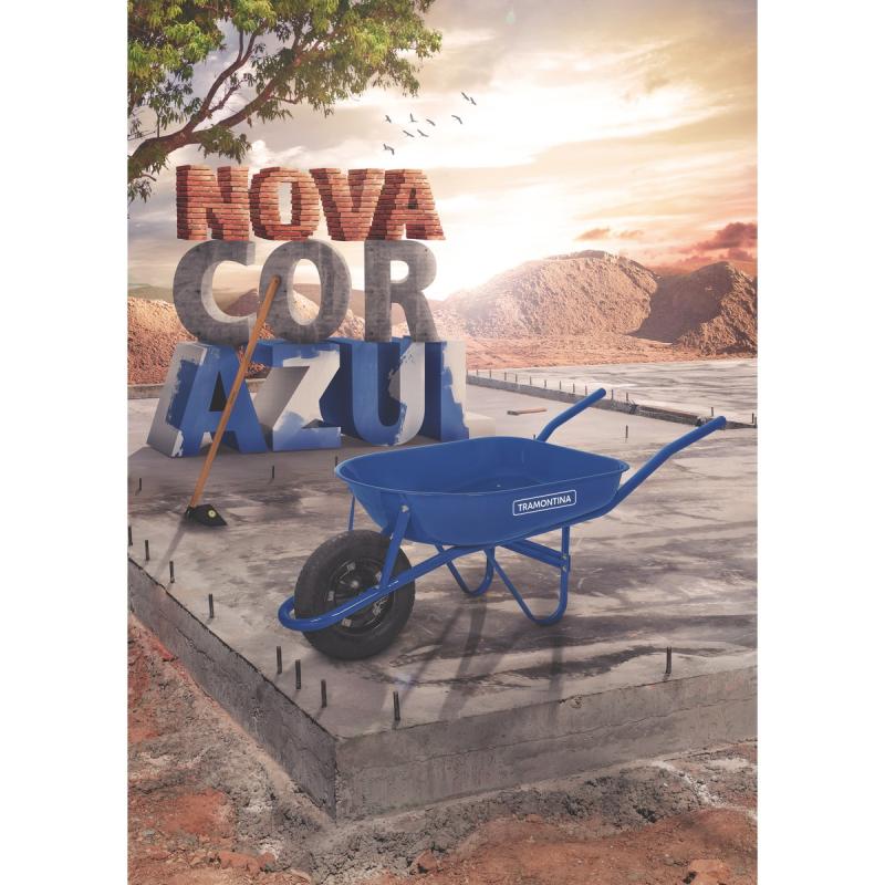 Miniatura Carriola Metálica 50 Litros Pneu com Câmara Azul TRAMONTINA