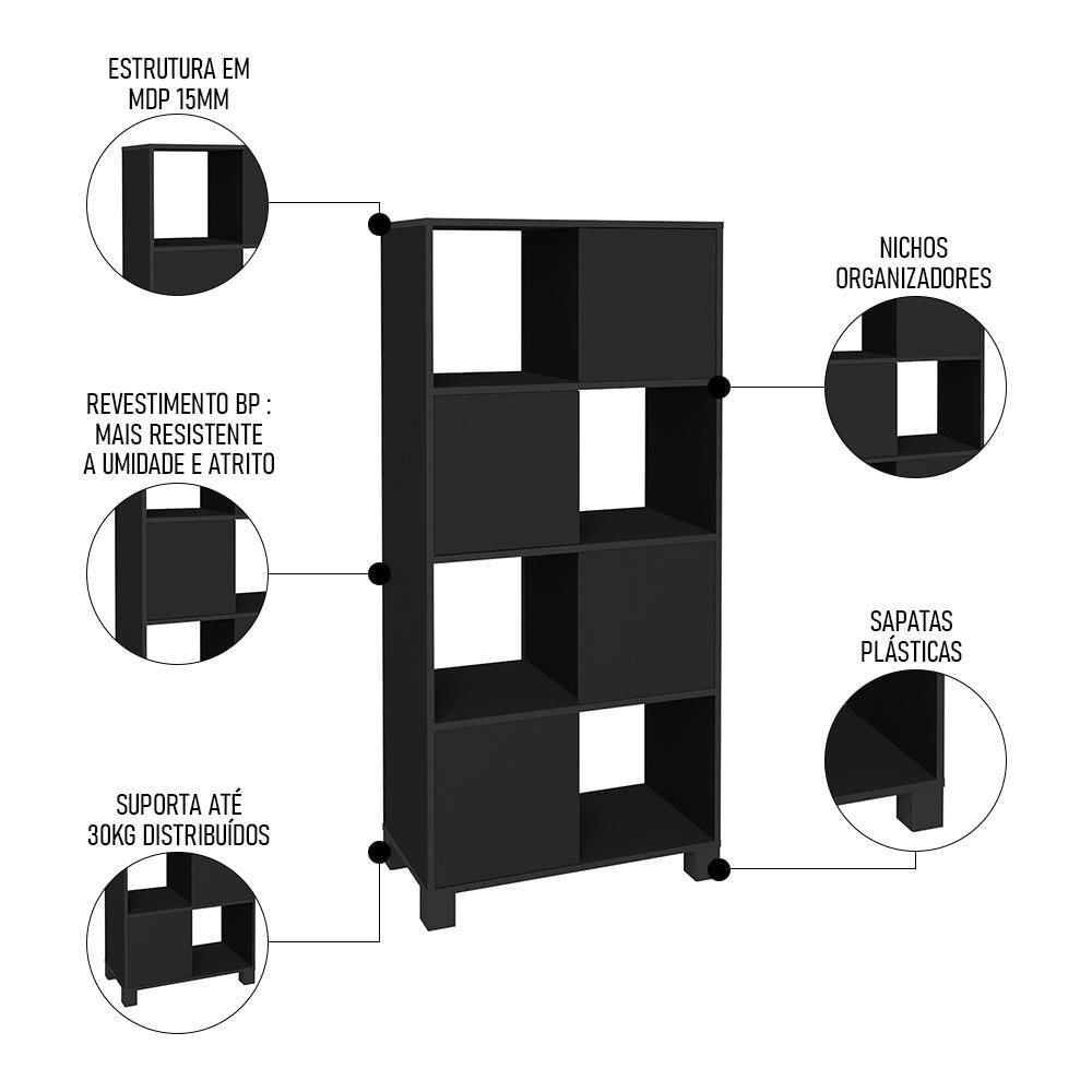 Miniatura Conjunto Escritório Home Office 4 Peças Side A06 Preto - Mpozenato
