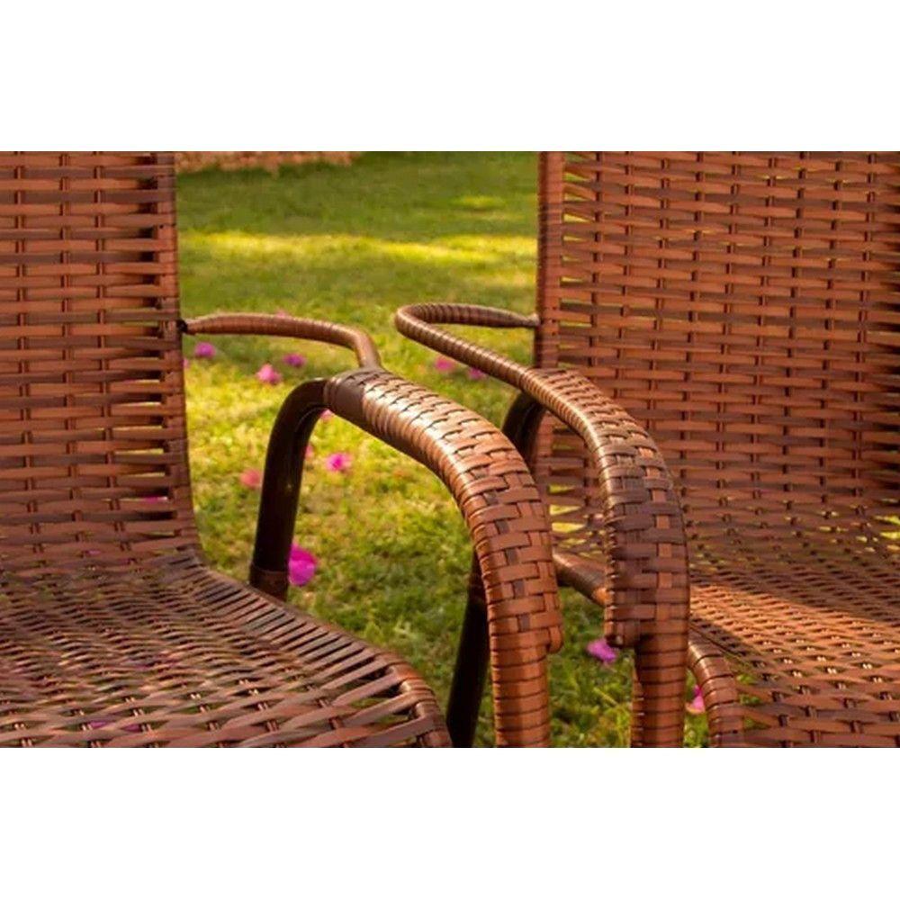 Miniatura Conj Cadeira Area Externa Chuva Sol Resistente Trama Original Capuccino